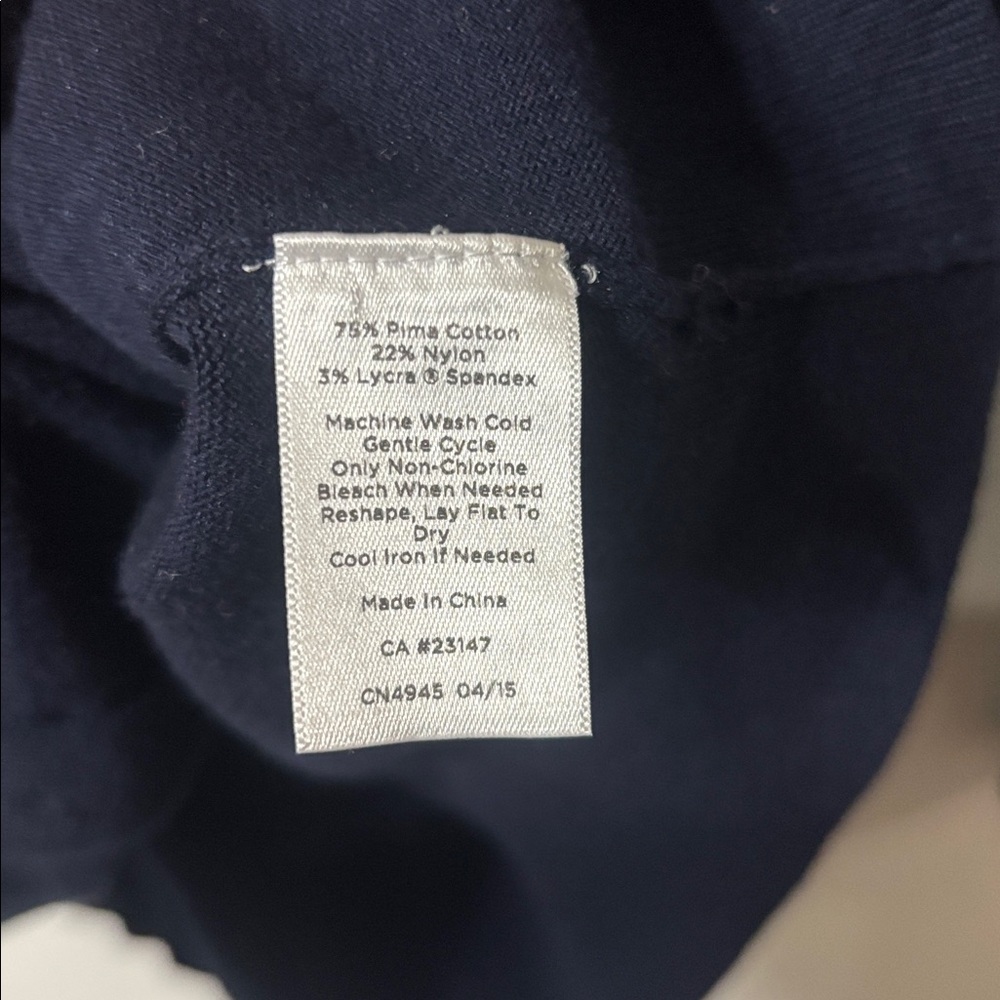 Talbots Navy Blue Cardigan Sweater Pima Cotton Lycra Dark Academia Office Work - Picture 5 of 5